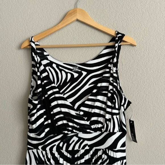 A.N.A. A New Approach Sleeveless Zebra Print Midi Dress Women's Size Large - Picture 3 of 8